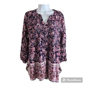 New Knox Rose Blue Abyss Floral Blouse Medium